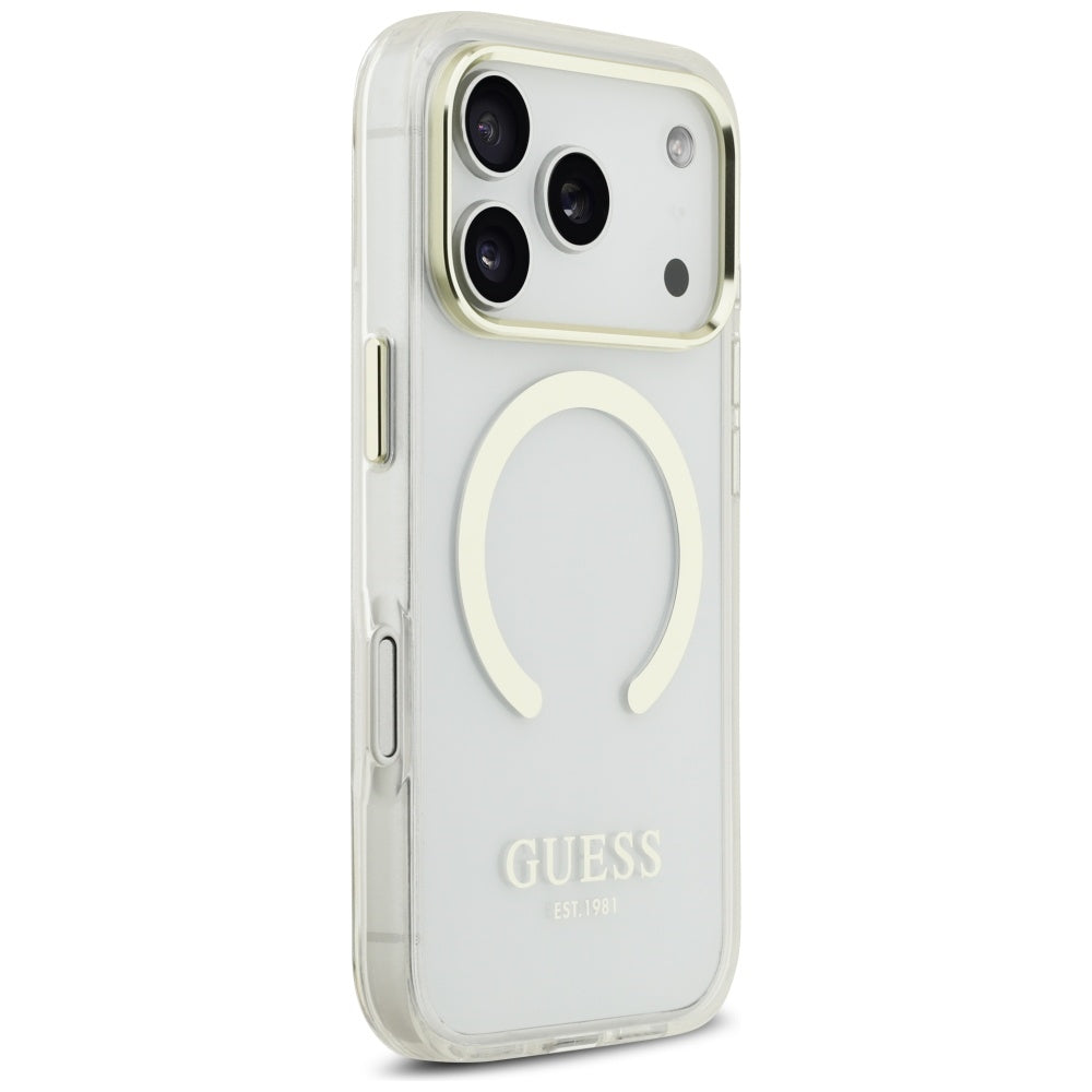 MagSafe hoesje voor Apple iPhone 17 Pro, Guess, Metal Outline, Goud