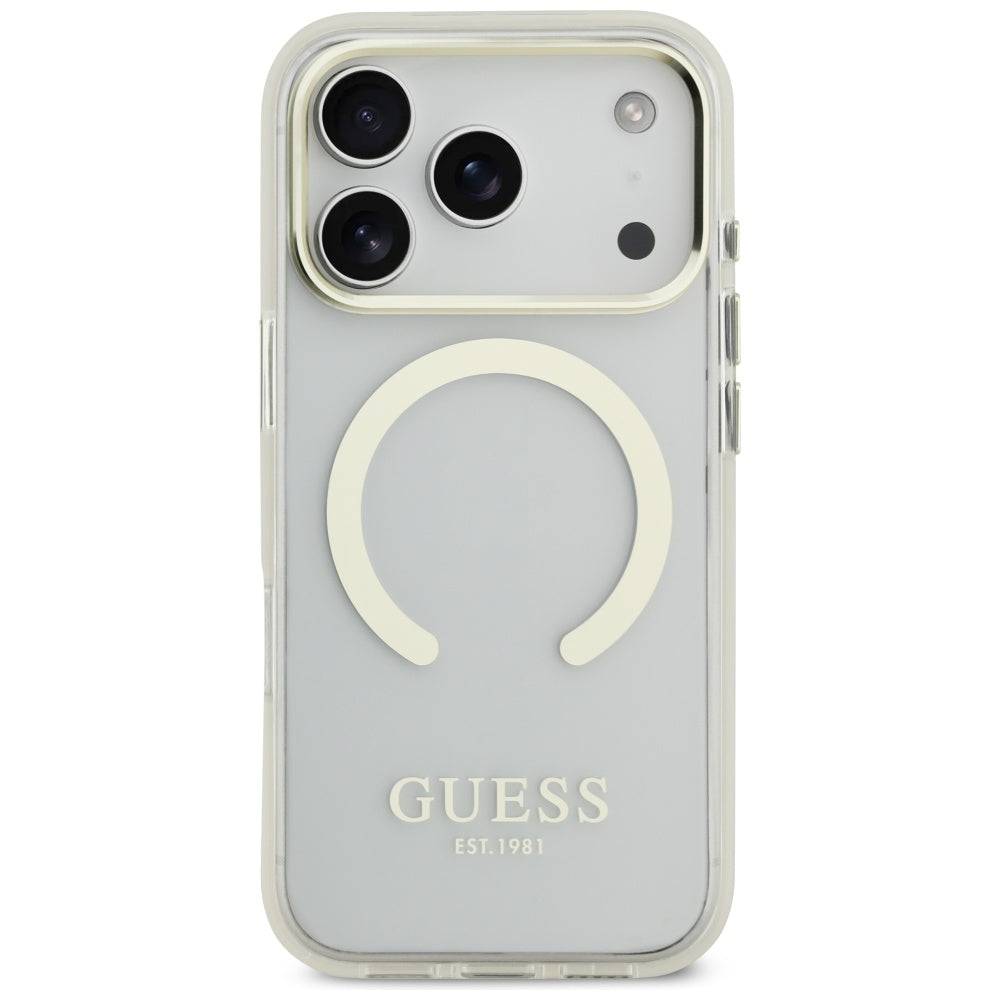 MagSafe hoesje voor Apple iPhone 17 Pro, Guess, Metal Outline, Goud