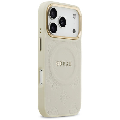 MagSafe hoes voor Apple iPhone 17 Pro, Guess, Peony Hot Stamp, Beige