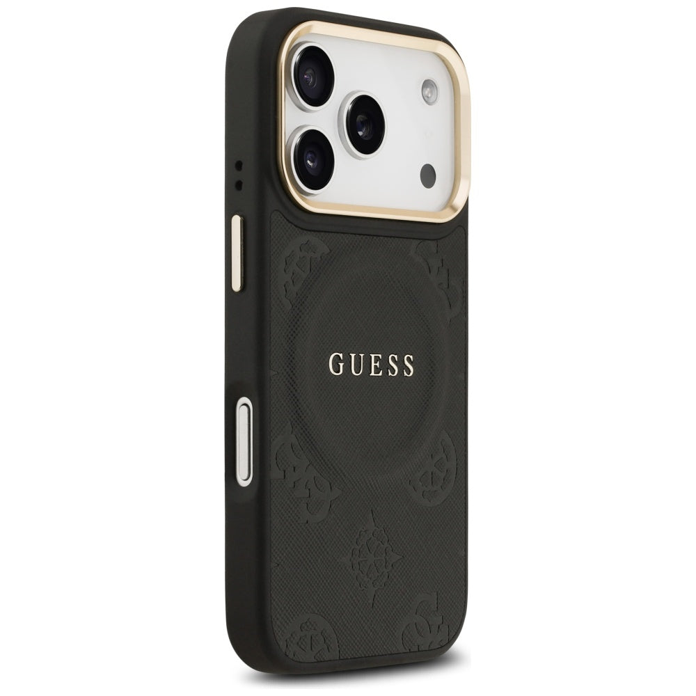 MagSafe hoesje voor Apple iPhone 17 Pro, Guess, Peony Hot Stamp, Zwart