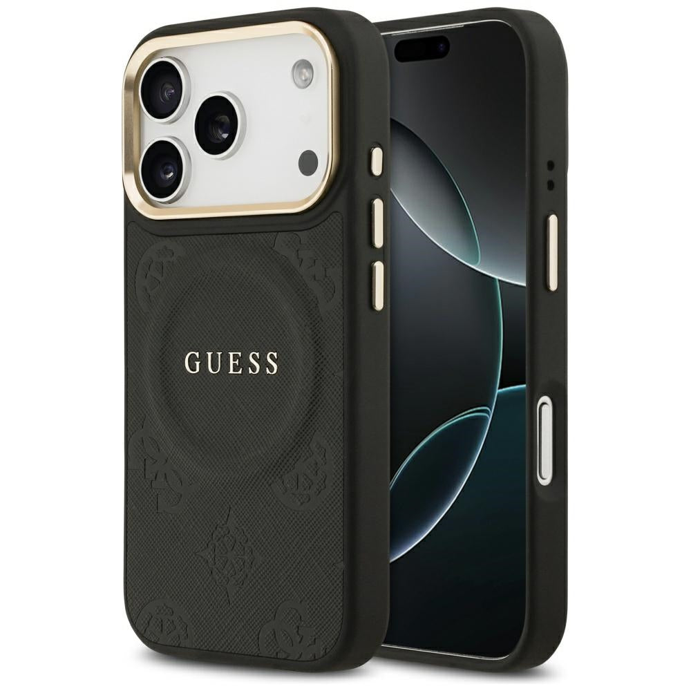 MagSafe hoesje voor Apple iPhone 17 Pro, Guess, Peony Hot Stamp, Zwart