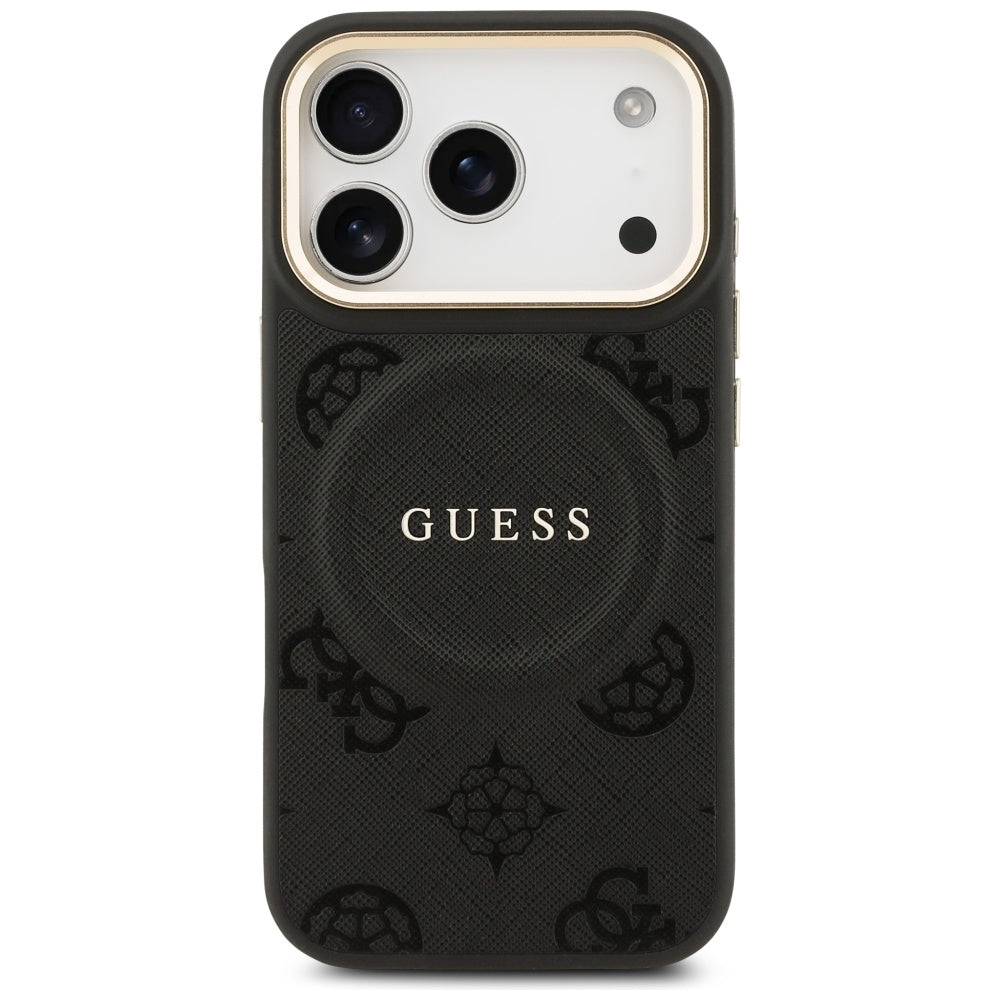 MagSafe hoesje voor Apple iPhone 17 Pro, Guess, Peony Hot Stamp, Zwart