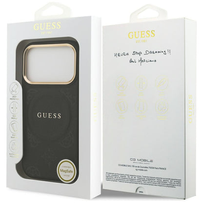 MagSafe hoesje voor Apple iPhone 17 Pro, Guess, Peony Hot Stamp, Zwart