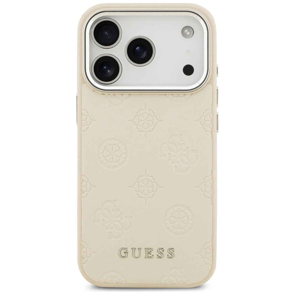 MagSafe hoesje voor Apple iPhone 17 Pro, Guess, Peony Hot Stamp Script, Beige