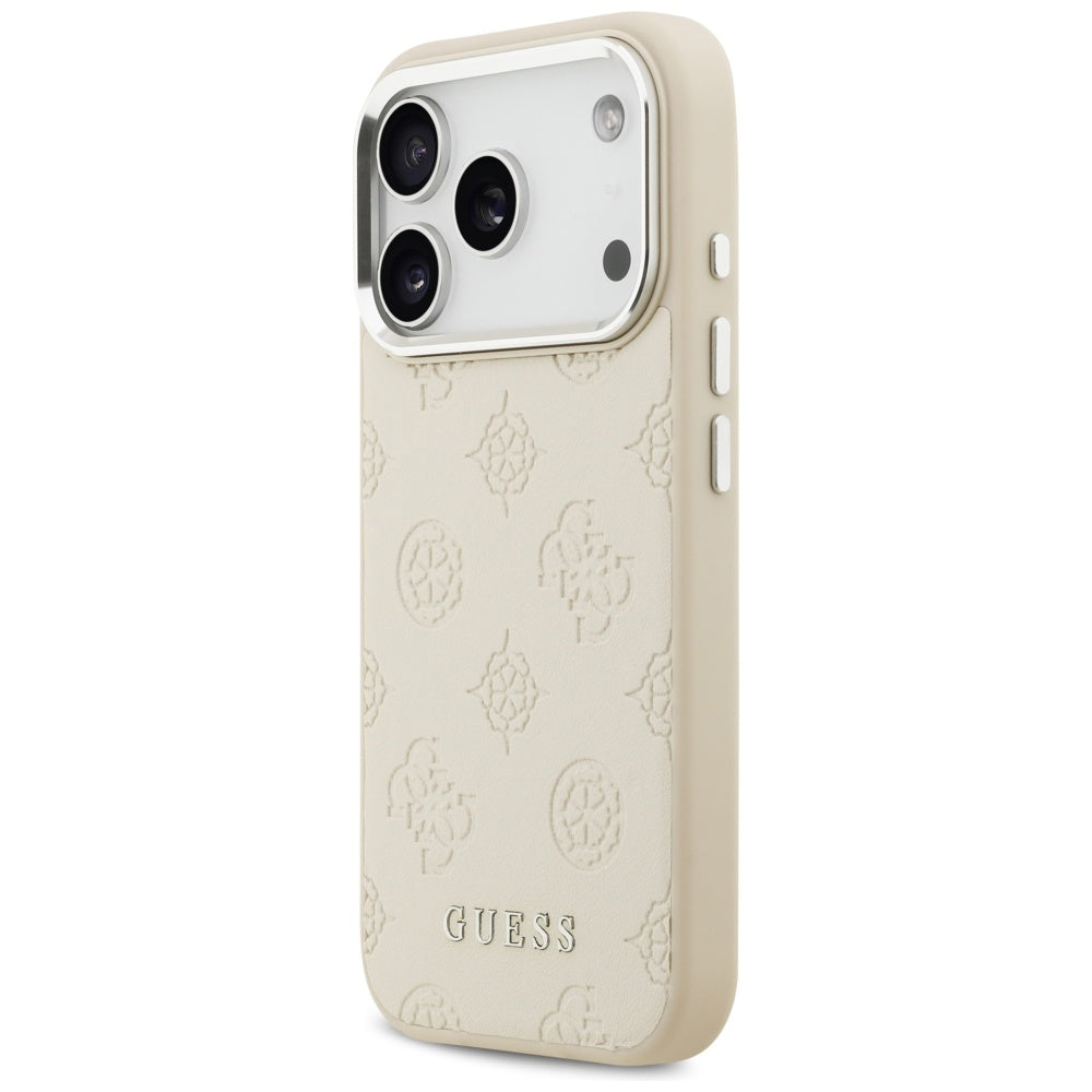 MagSafe hoesje voor Apple iPhone 17 Pro, Guess, Peony Hot Stamp Script, Beige