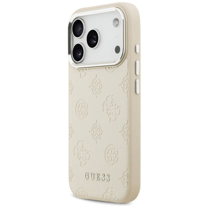 MagSafe hoesje voor Apple iPhone 17 Pro, Guess, Peony Hot Stamp Script, Beige