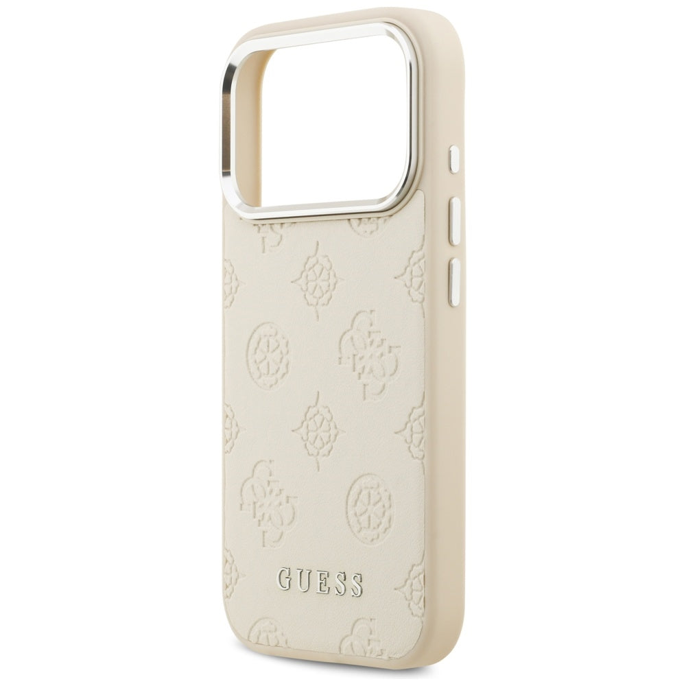 MagSafe hoesje voor Apple iPhone 17 Pro, Guess, Peony Hot Stamp Script, Beige