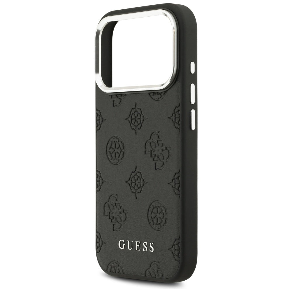 MagSafe hoes voor Apple iPhone 17 Pro, Guess, Peony Hot Stamp Script, Zwart