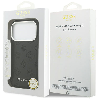 MagSafe hoes voor Apple iPhone 17 Pro, Guess, Peony Hot Stamp Script, Zwart