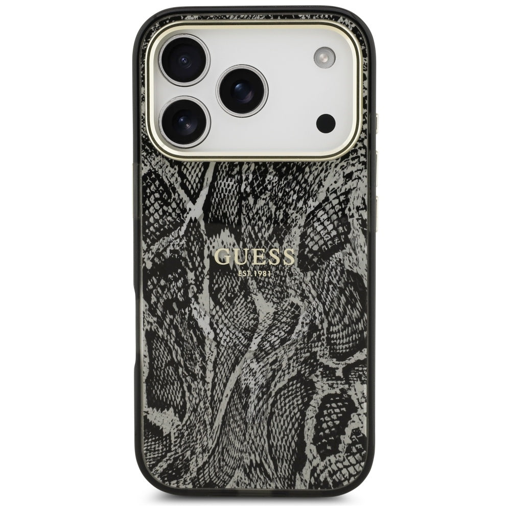 MagSafe hoes voor Apple iPhone 17 Pro, Guess, Python Patroon, Zwart