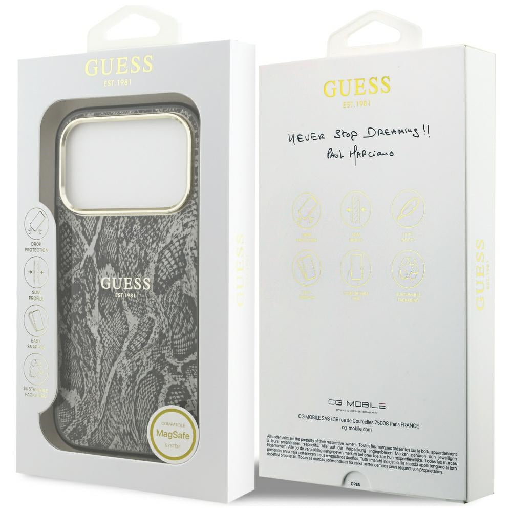 MagSafe hoes voor Apple iPhone 17 Pro, Guess, Python Patroon, Zwart