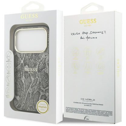 MagSafe hoes voor Apple iPhone 17 Pro, Guess, Python Patroon, Zwart