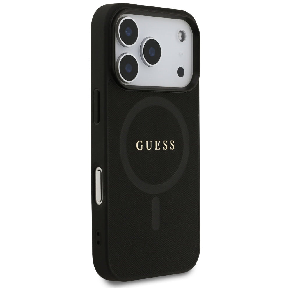 MagSafe hoesje voor Apple iPhone 17 Pro, Guess, Saffiano Classic Logo, Zwart