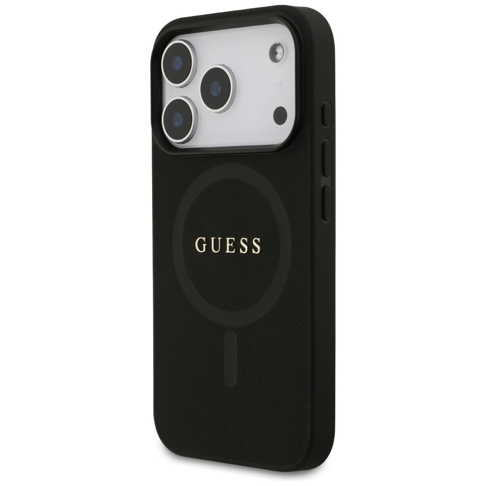 MagSafe hoesje voor Apple iPhone 17 Pro, Guess, Saffiano Classic Logo, Zwart