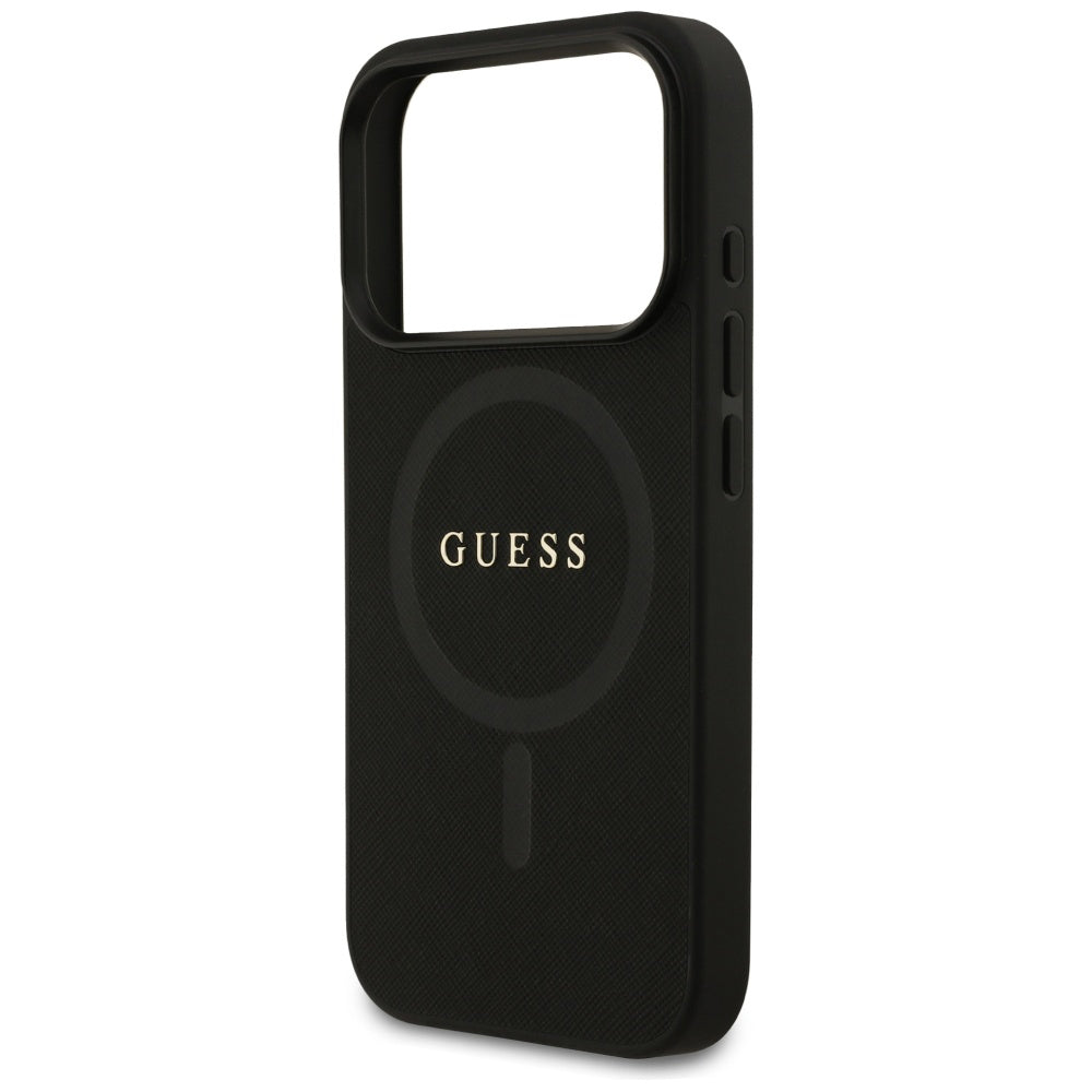 MagSafe hoesje voor Apple iPhone 17 Pro, Guess, Saffiano Classic Logo, Zwart