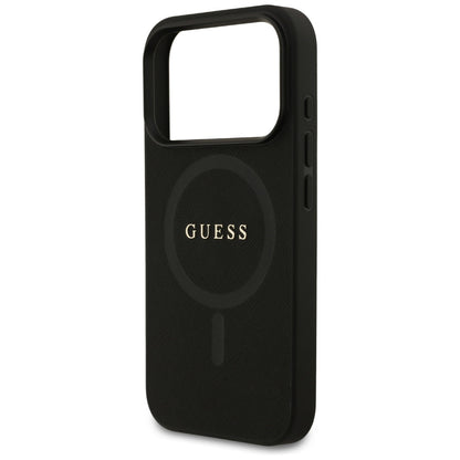 MagSafe hoesje voor Apple iPhone 17 Pro, Guess, Saffiano Classic Logo, Zwart