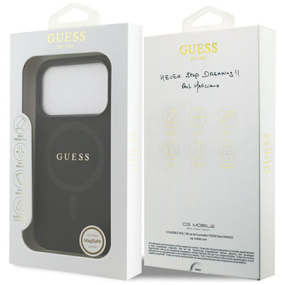 MagSafe hoesje voor Apple iPhone 17 Pro, Guess, Saffiano Classic Logo, Zwart