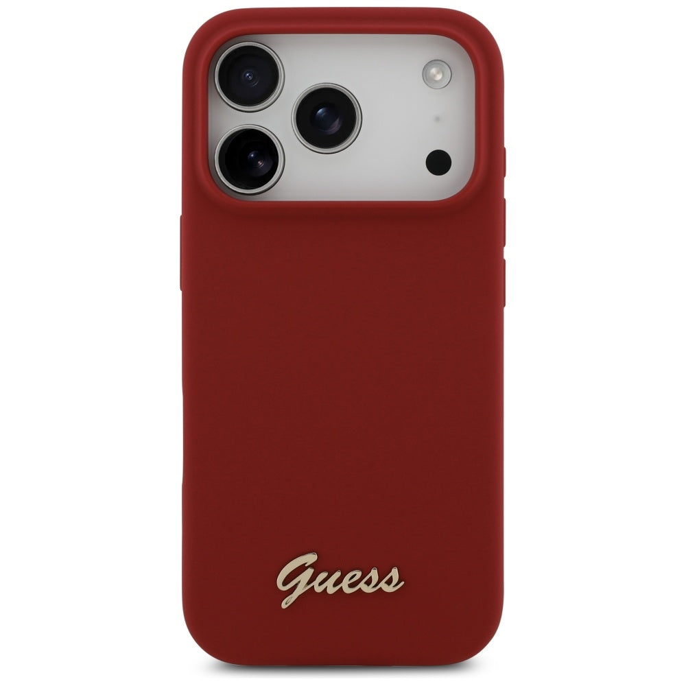 MagSafe hoesje voor Apple iPhone 17 Pro, Guess, Script Metal Logo, Roze