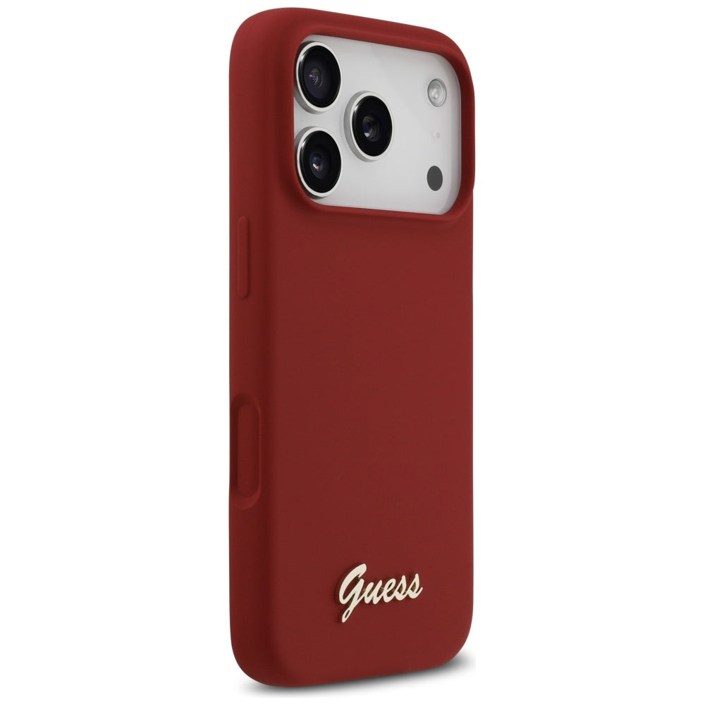 MagSafe hoesje voor Apple iPhone 17 Pro, Guess, Script Metal Logo, Roze