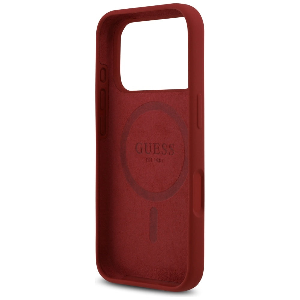 MagSafe hoesje voor Apple iPhone 17 Pro, Guess, Script Metal Logo, Roze