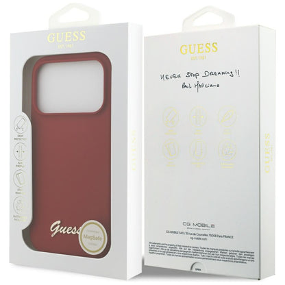 MagSafe hoesje voor Apple iPhone 17 Pro, Guess, Script Metal Logo, Roze