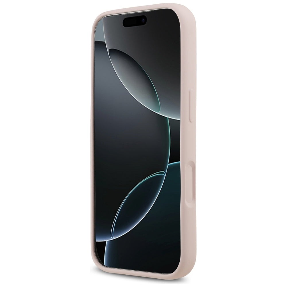MagSafe hoesje voor Apple iPhone 17 Pro, Guess, Script Metal Logo, Lichtroze