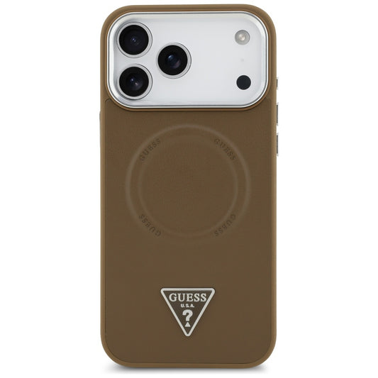 MagSafe hoesje voor Apple iPhone 17 Pro, Guess, Triangle Logo, Zilverbruin