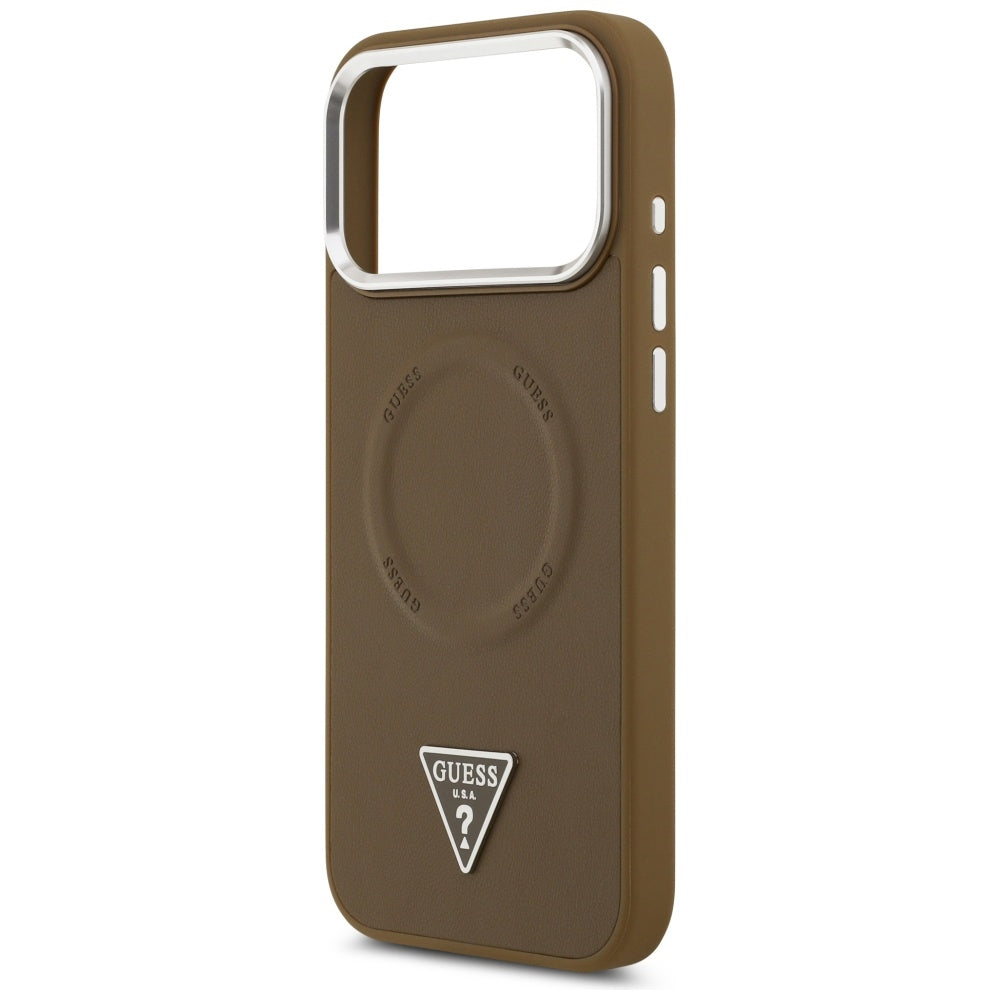 MagSafe hoesje voor Apple iPhone 17 Pro, Guess, Triangle Logo, Zilverbruin