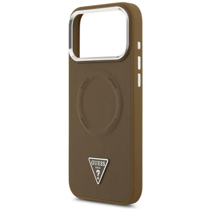 MagSafe hoesje voor Apple iPhone 17 Pro, Guess, Triangle Logo, Zilverbruin