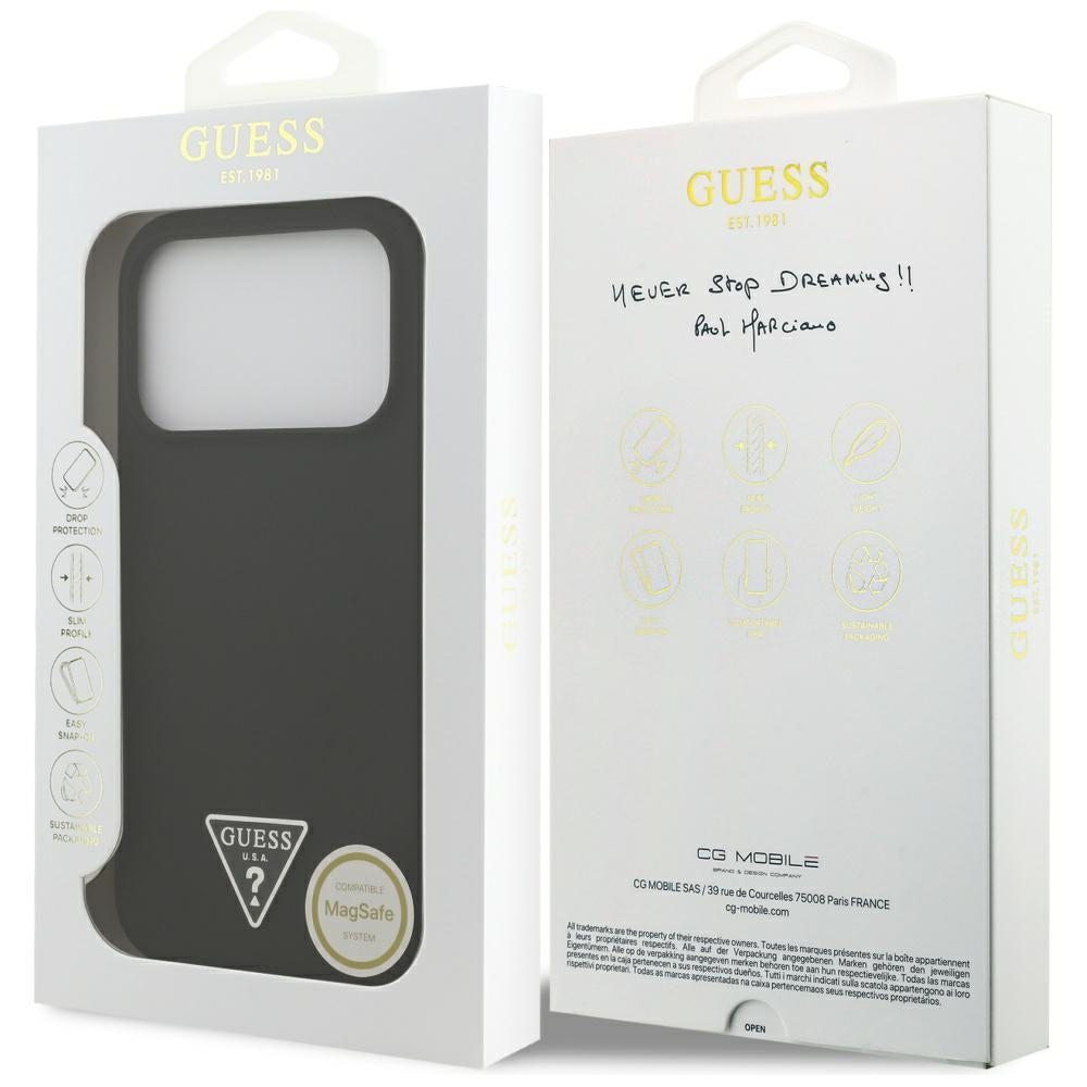MagSafe hoesje voor Apple iPhone 17 Pro, Guess, Triangle Logo, Zwart