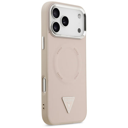 MagSafe hoesje voor Apple iPhone 17 Pro, Guess, Triangle Logo, Roze Zilver