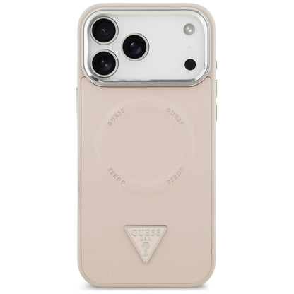 MagSafe hoesje voor Apple iPhone 17 Pro, Guess, Triangle Logo, Roze Zilver