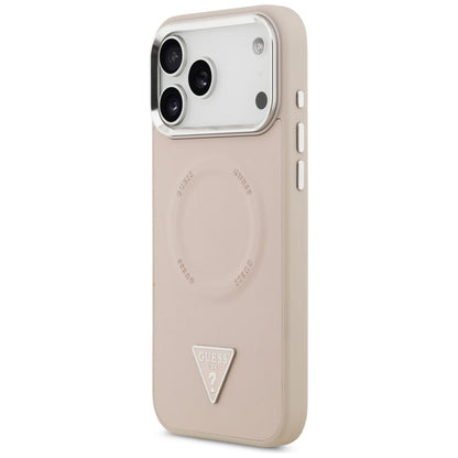 MagSafe hoesje voor Apple iPhone 17 Pro, Guess, Triangle Logo, Roze Zilver