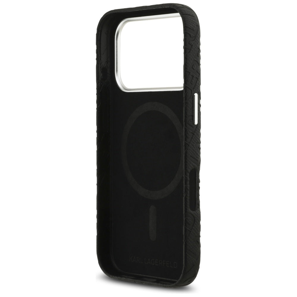 MagSafe hoes voor Apple iPhone 17 Pro, Karl Lagerfeld, FW Stamped Karl, Zwart