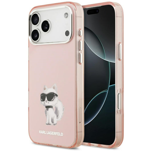 MagSafe hoesje voor Apple iPhone 17 Pro, Karl Lagerfeld, IML Aquarelle Logo Choupette, Roze