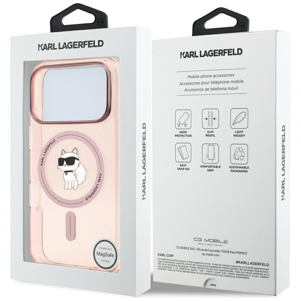 MagSafe hoesje voor Apple iPhone 17 Pro, Karl Lagerfeld, IML Choupette, Roze
