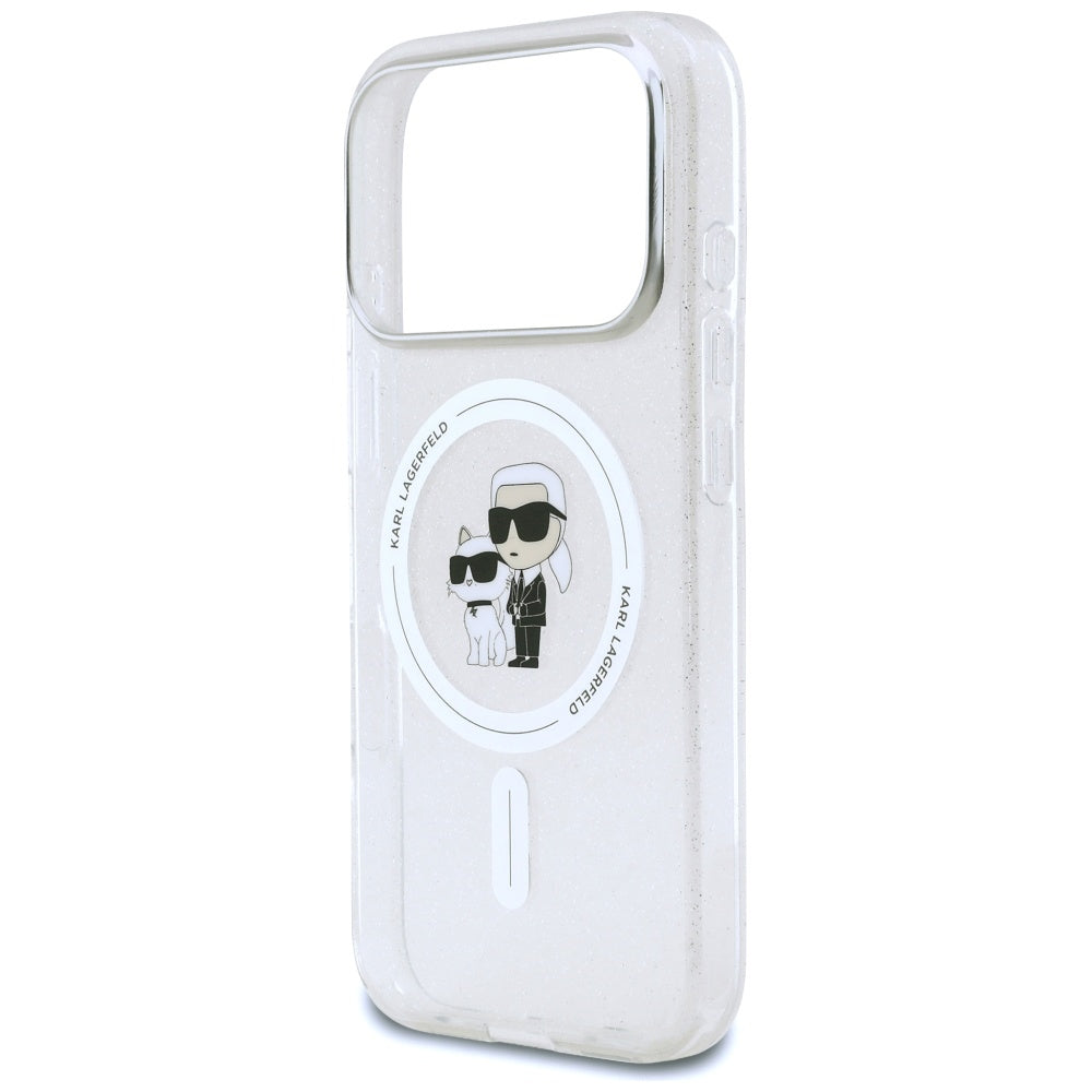 MagSafe hoes voor Apple iPhone 17 Pro, Karl Lagerfeld, IML Glitter Karl & Choupette, Transparant