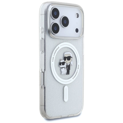 MagSafe hoes voor Apple iPhone 17 Pro, Karl Lagerfeld, IML Glitter Karl & Choupette, Transparant