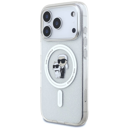 MagSafe hoes voor Apple iPhone 17 Pro, Karl Lagerfeld, IML Glitter Karl & Choupette, Transparant