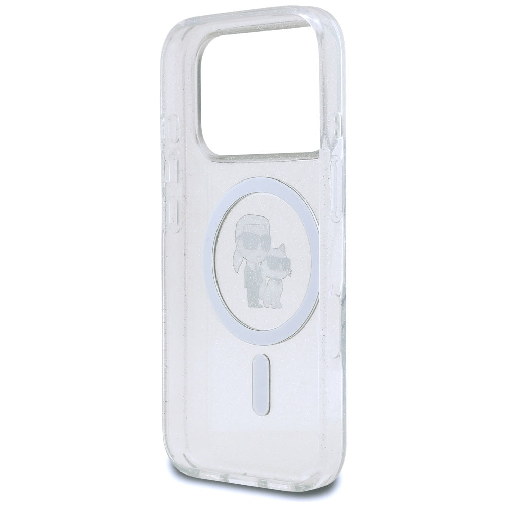 MagSafe hoes voor Apple iPhone 17 Pro, Karl Lagerfeld, IML Glitter Karl & Choupette, Transparant