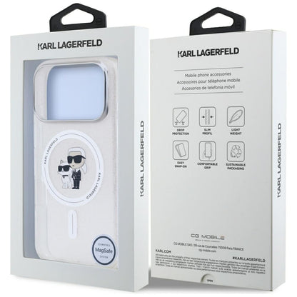 MagSafe hoes voor Apple iPhone 17 Pro, Karl Lagerfeld, IML Glitter Karl & Choupette, Transparant