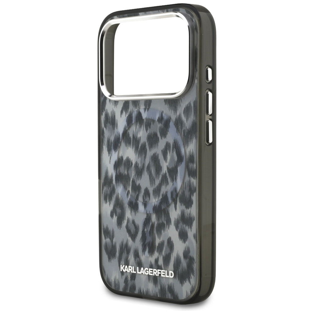 MagSafe hoes voor Apple iPhone 17 Pro, Karl Lagerfeld, IML Leopard Pattern, Zwart