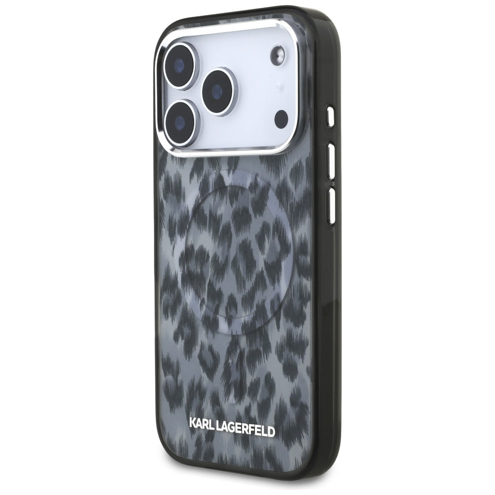 MagSafe hoes voor Apple iPhone 17 Pro, Karl Lagerfeld, IML Leopard Pattern, Zwart