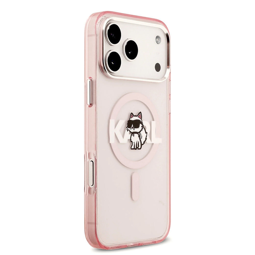 MagSafe hoesje voor Apple iPhone 17 Pro, Karl Lagerfeld, IML Sketch Logo Choupette, Roze