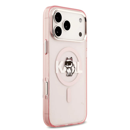 MagSafe hoesje voor Apple iPhone 17 Pro, Karl Lagerfeld, IML Sketch Logo Choupette, Roze