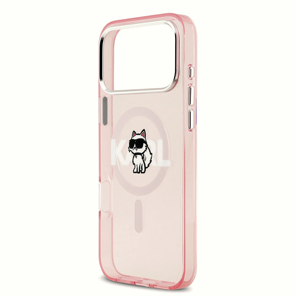 MagSafe hoesje voor Apple iPhone 17 Pro, Karl Lagerfeld, IML Sketch Logo Choupette, Roze