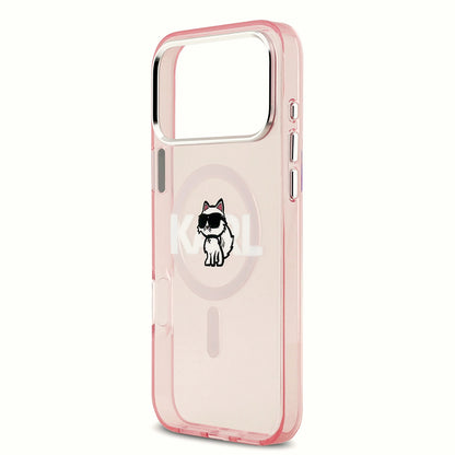 MagSafe hoesje voor Apple iPhone 17 Pro, Karl Lagerfeld, IML Sketch Logo Choupette, Roze