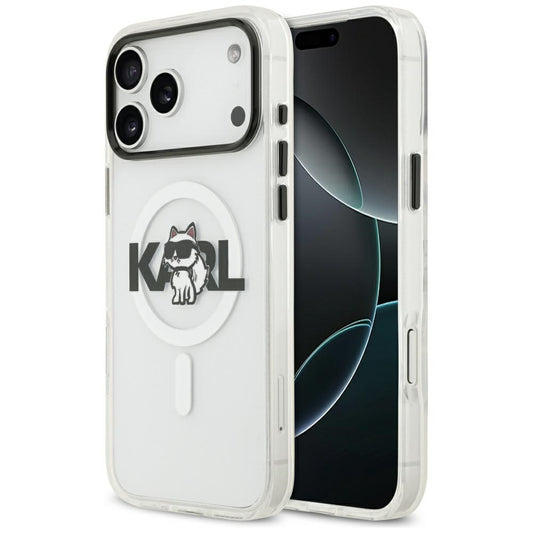 MagSafe hoesje voor Apple iPhone 17 Pro, Karl Lagerfeld, IML Sketch Logo Choupette, Transparant