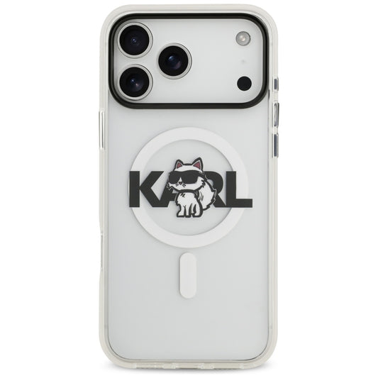 MagSafe hoesje voor Apple iPhone 17 Pro, Karl Lagerfeld, IML Sketch Logo Choupette, Transparant