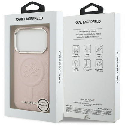 MagSafe hoesje voor Apple iPhone 17 Pro, Karl Lagerfeld, Initial & Metal Logo, Roze